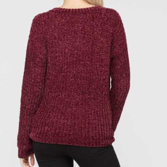 SO SOFT CHENILLE BURGUNDY SWEATER - Picture 2 of 3